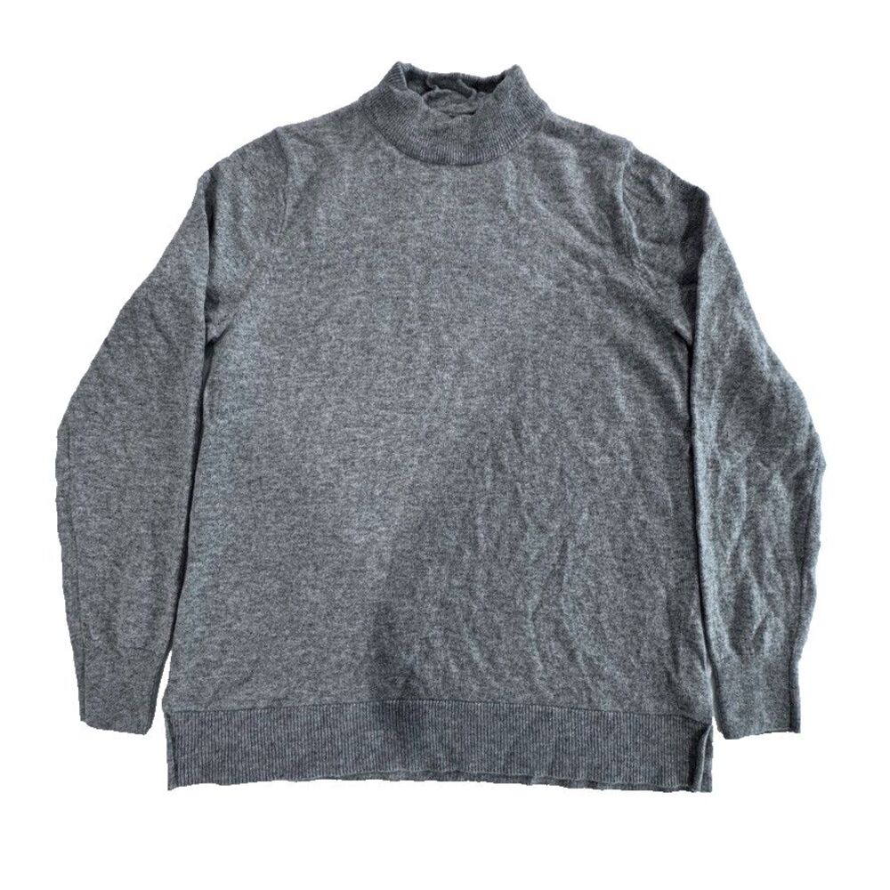 J.Crew Mens L Gray 100% Cashmere Mock Neck Sweater Ribbed Luxury Knit